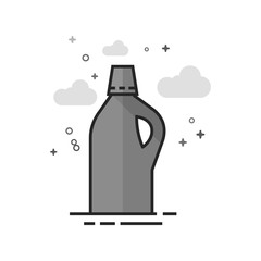 Detergent bottle icon in flat outlined grayscale style. Vector illustration.
