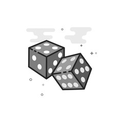 Dice icon in flat outlined grayscale style. Vector illustration.