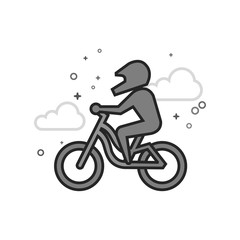 Plakat Mountain biker icon in flat outlined grayscale style. Vector illustration.