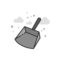 Dustpan icon in flat outlined grayscale style. Vector illustration.