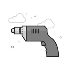 Electric drill icon in flat outlined grayscale style. Vector illustration.