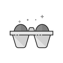 Egg card box icon in flat outlined grayscale style. Vector illustration.