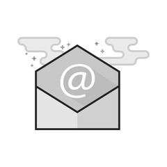 Email icon in flat outlined grayscale style. Vector illustration.