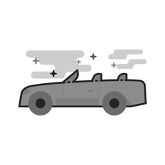 Sport car icon in flat outlined grayscale style. Vector illustration.