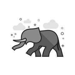 Elephant icon in flat outlined grayscale style. Vector illustration.