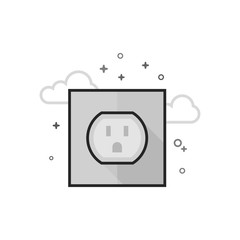 Electrical outlet icon in flat outlined grayscale style. Vector illustration.