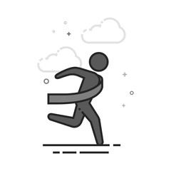 Finish line icon in flat outlined grayscale style. Vector illustration.