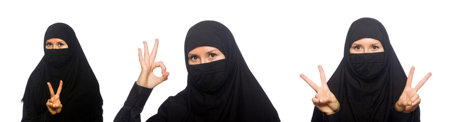 Muslim woman isolated on the white