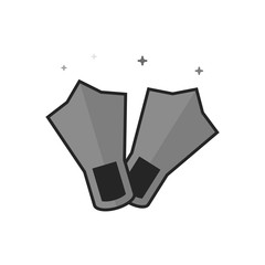Diving fins icon in flat outlined grayscale style. Vector illustration.