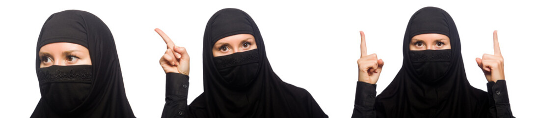 Muslim woman isolated on the white