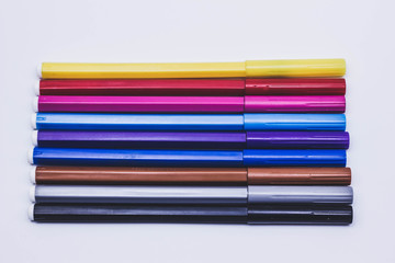 Colorful marker pen set on isolated background with clipping path. Vivid highlighter and blank space for your design
