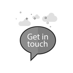 Get in touch icon in flat outlined grayscale style. Vector illustration.