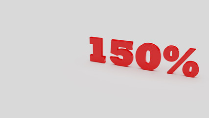 150%. Porcentajes. Descuentos. 3D