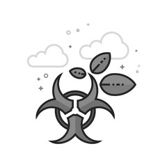 Biohazard leaves icon in flat outlined grayscale style. Vector illustration.