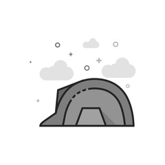 Hard hat icon in flat outlined grayscale style. Vector illustration.