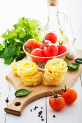 Pasta and fresh vegetables