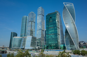 Fototapeta na wymiar Modern Cityscape. Moscow-city, Russia. Moscow International Busi