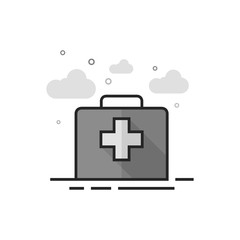 Obraz premium Vintage medical case icon in flat outlined grayscale style. Vector illustration.