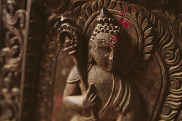 Fototapeta na wymiar Traditional Buddha statue in Nepal