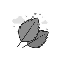 Basil leaves icon in flat outlined grayscale style. Vector illustration.
