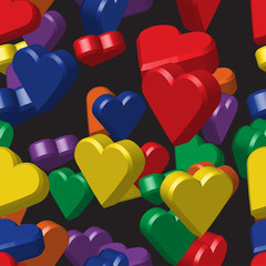 Rainbow Colors Hearts Seamless Pattern