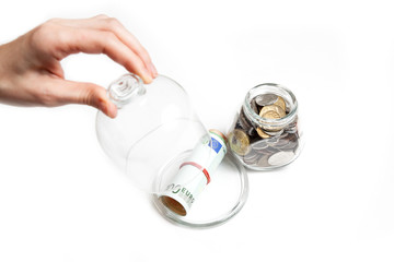 saving money - banknotes and coins