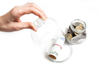 saving money - banknotes and coins