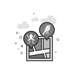 Zoo map icon in flat outlined grayscale style. Vector illustration.