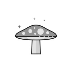 Mushroom icon in flat outlined grayscale style. Vector illustration.