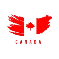 Fototapeta na wymiar Canada Flag Brush Logo Vector Template Design