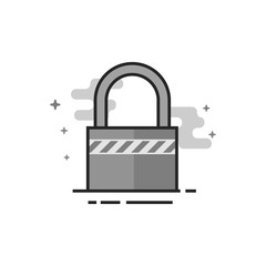 Padlock icon in flat outlined grayscale style. Vector illustration.