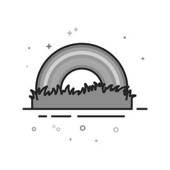 Rainbow icon in flat outlined grayscale style. Vector illustration.