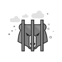 Caged animal icon in flat outlined grayscale style. Vector illustration.