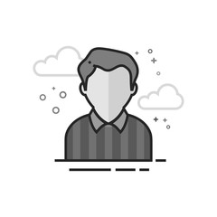 Referee avatar icon in flat outlined grayscale style. Vector illustration.