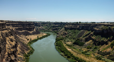 Landscape of the Snake river canyon near Shoshone Falls