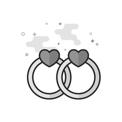 Wedding ring icon in flat outlined grayscale style. Vector illustration.