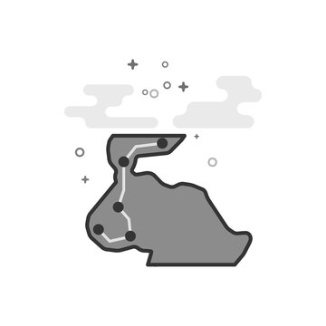 Rally route map icon in flat outlined grayscale style. Vector illustration.