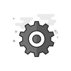 Setting gear icon in flat outlined grayscale style. Vector illustration.