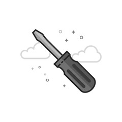 Screwdriver icon in flat outlined grayscale style. Vector illustration.