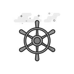 Fototapeta premium Ship steer wheel icon in flat outlined grayscale style. Vector illustration.