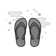 Slipper sandal icon in flat outlined grayscale style. Vector illustration.