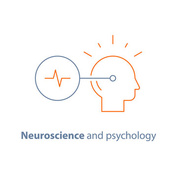 Neurology and psychology, decision making logo, critical mindset, creative thinking, brain training task