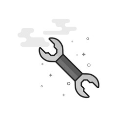 Bicycle wrench icon in flat outlined grayscale style. Vector illustration.