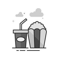 Soft drink icon in flat outlined grayscale style. Vector illustration.