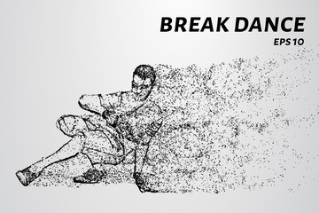 Break dance of particles. Breakdance consists of dots and circles