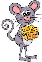 Mouse eating cheese cube
