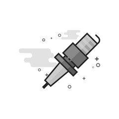 Spark plug icon in flat outlined grayscale style. Vector illustration.