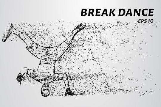 Break dance of particles. The breakdancer can dance on the head