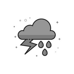 Weather overcast storm icon in flat outlined grayscale style. Vector illustration.
