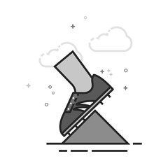 Starting block icon in flat outlined grayscale style. Vector illustration.